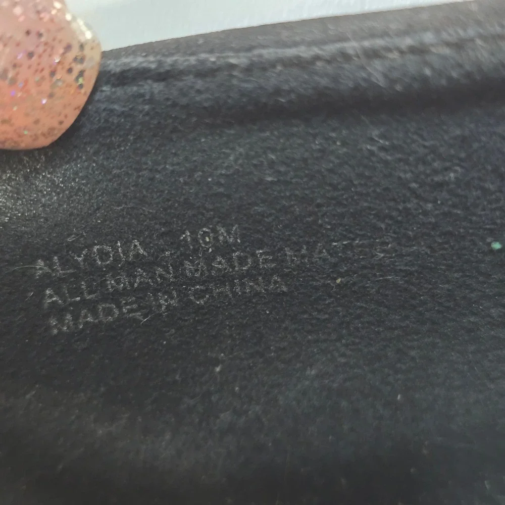 Andiamo Alydia Black Faux Suede Double Strap‎ Mary Jane Wedge Heels Womens 9.5M